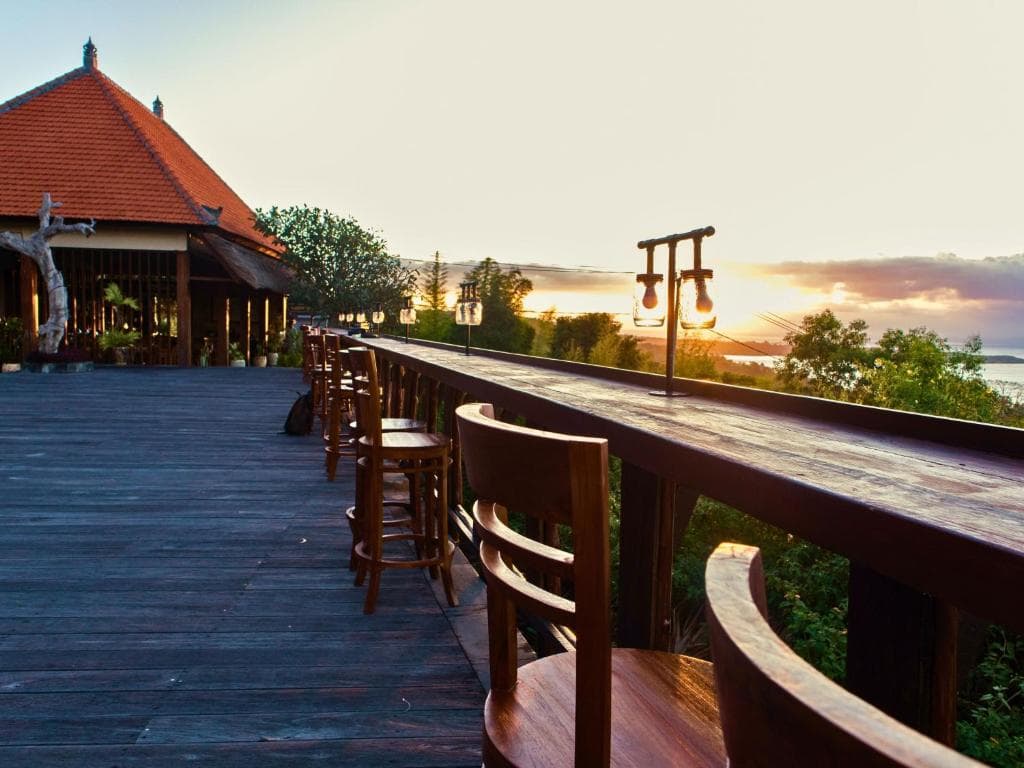 Resort exterior at sunset