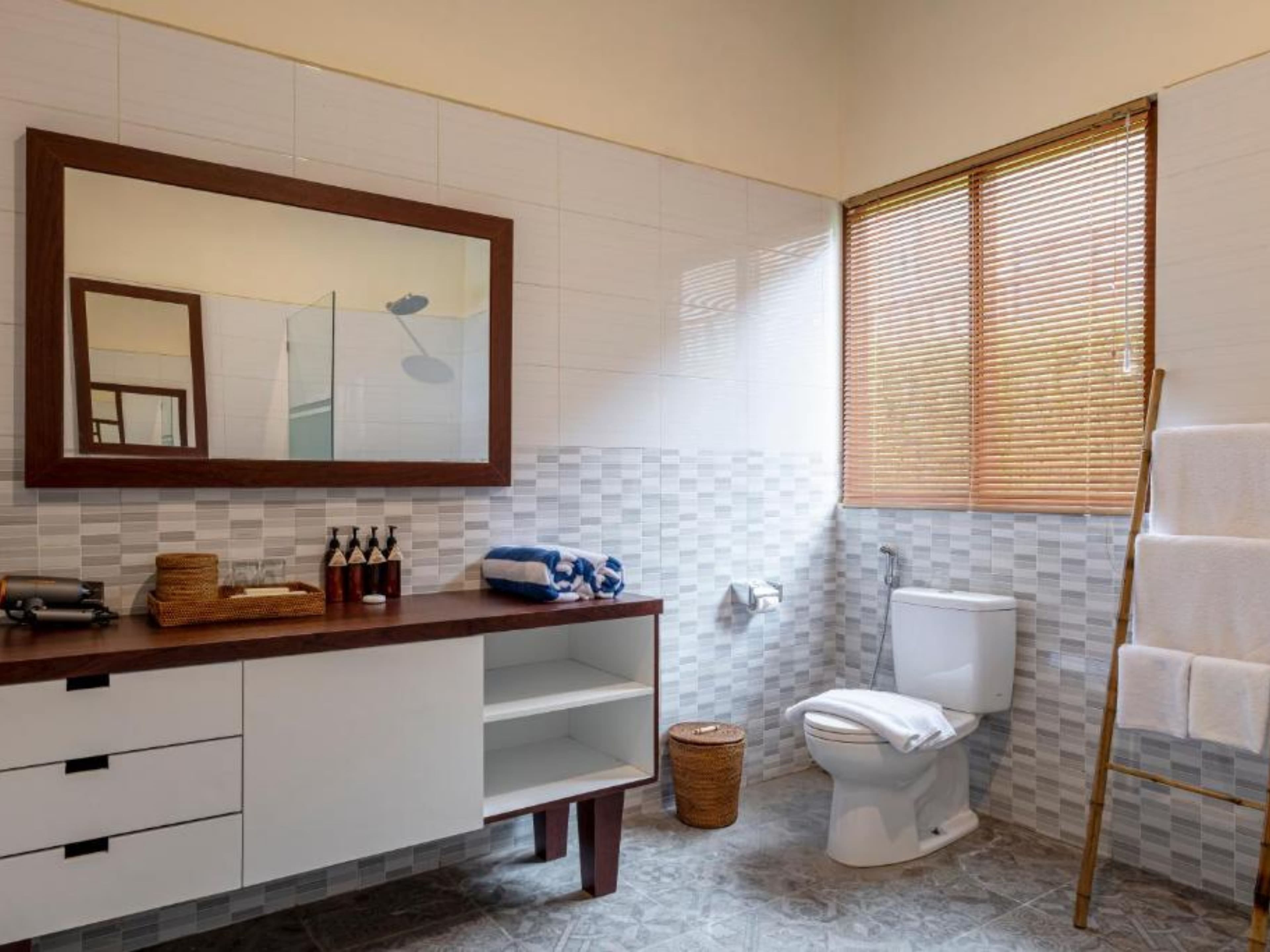 Deluxe Double Room — bathroom with shower and toilet