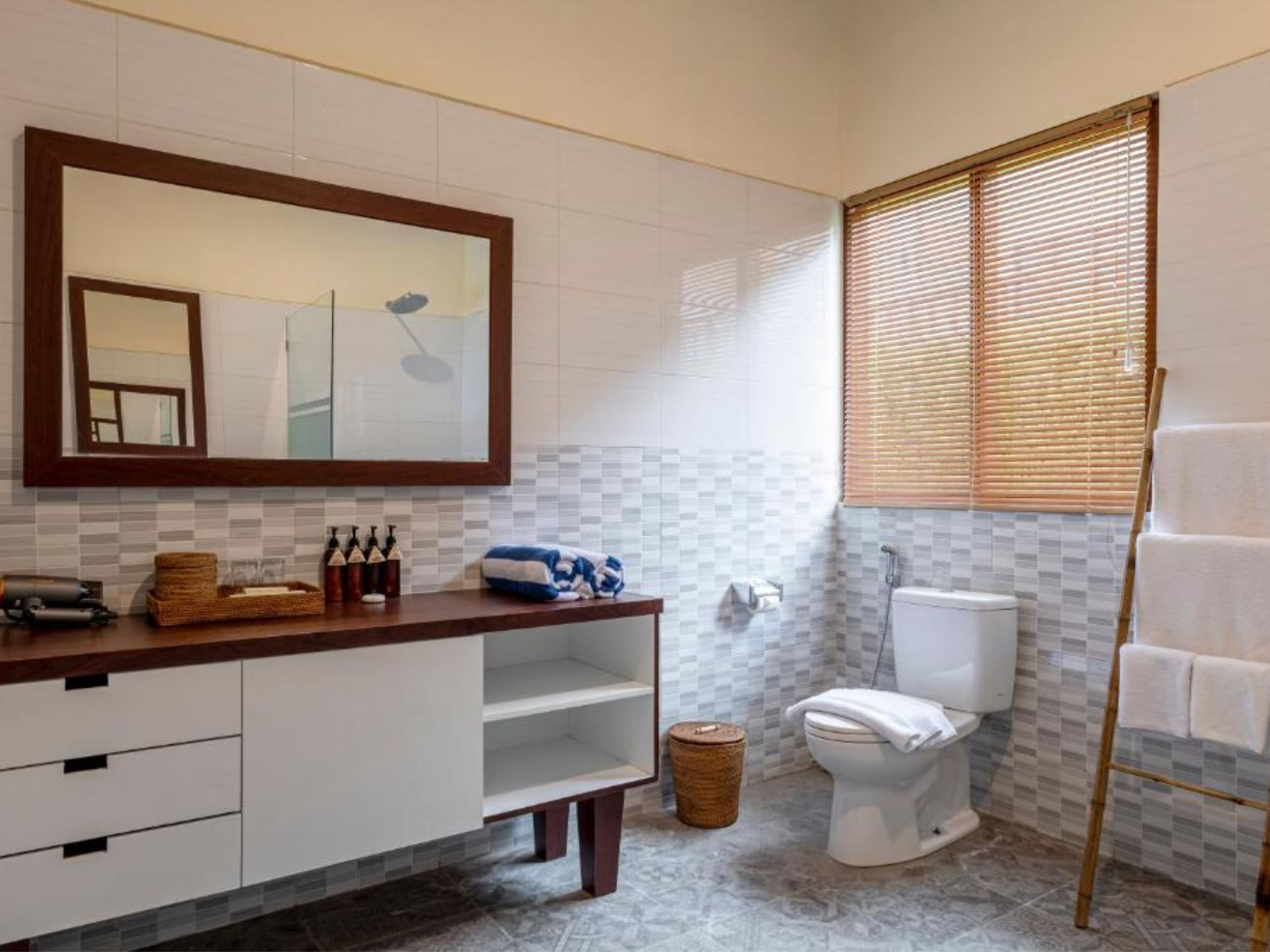 Deluxe Twin Room — bathroom with shower and toilet