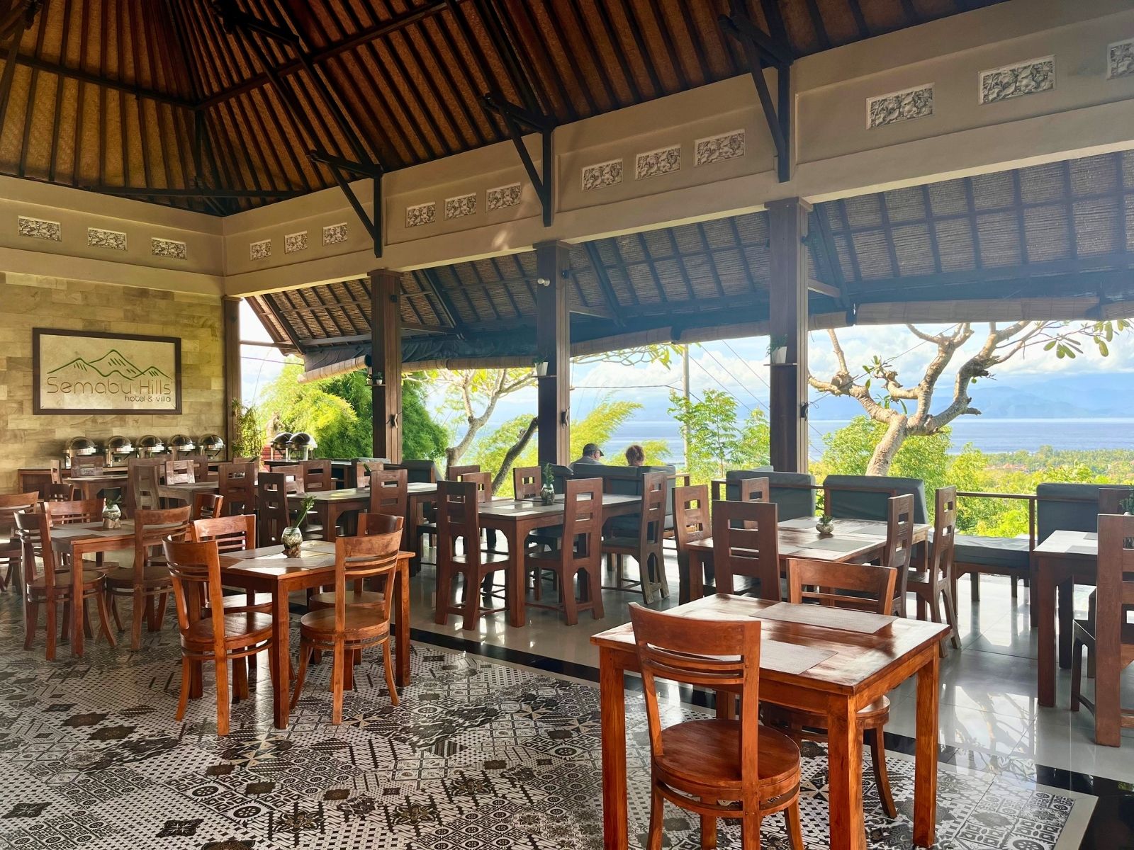 CastAway Restaurant wide view with Semabu Hills logo wall